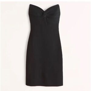 NEW Abercrombie Strapless Twist-Front Mini Sweater Dress in black - size XL